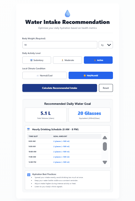 Water Intake Calculator: How Much Water Should You Drink Daily?