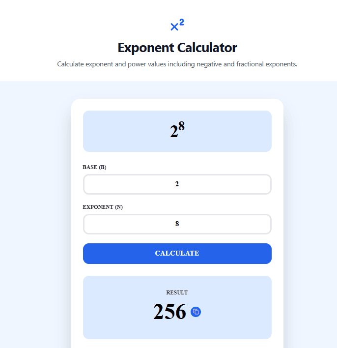 Exponent Calculator: Solve Powers Fast with Step-by-Step Solutions
