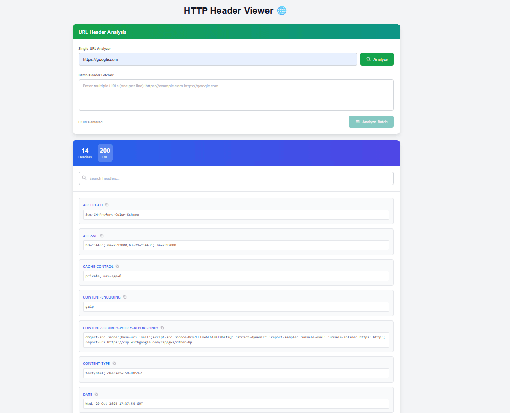 HTTP Header Viewer – Inspect Website Headers Instantly