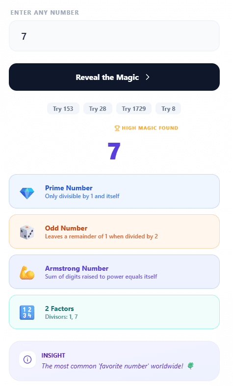 Magic Number Checker: Discover Hidden Properties of Any Number