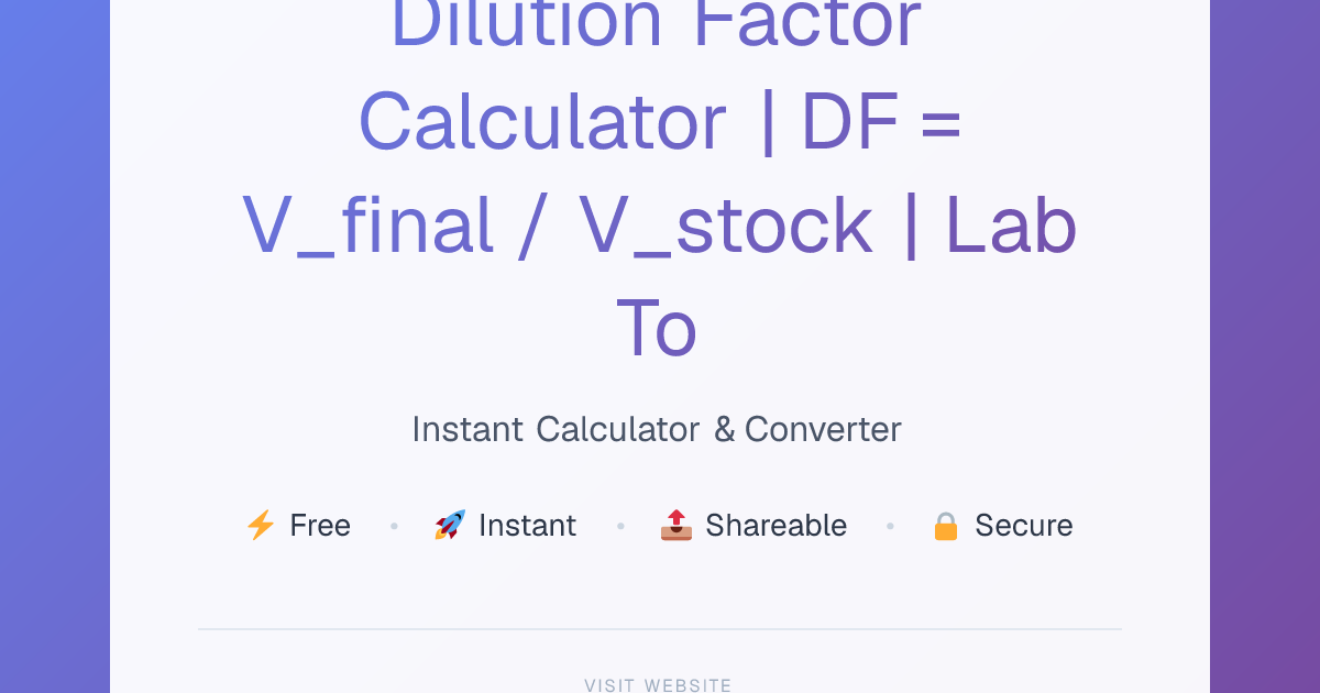 Dilution Factor Calculator | DF = V_final / V_stock | Lab Tool | Solvezi