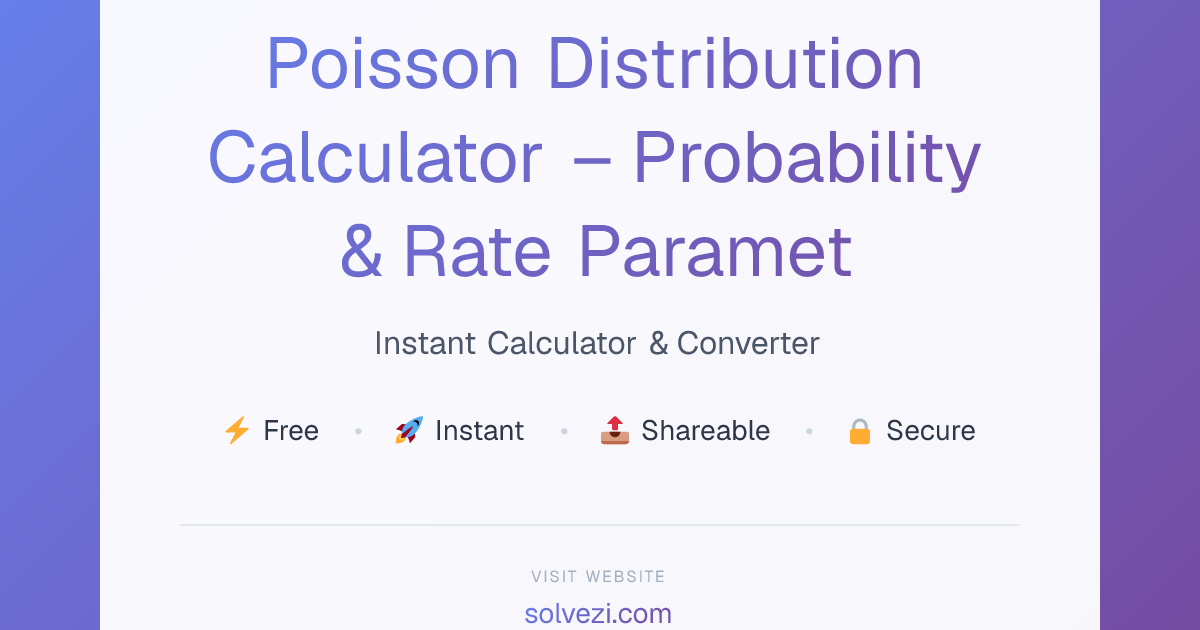 Poisson Distribution Calculator – Probability & Rate Parameter | Solvezi