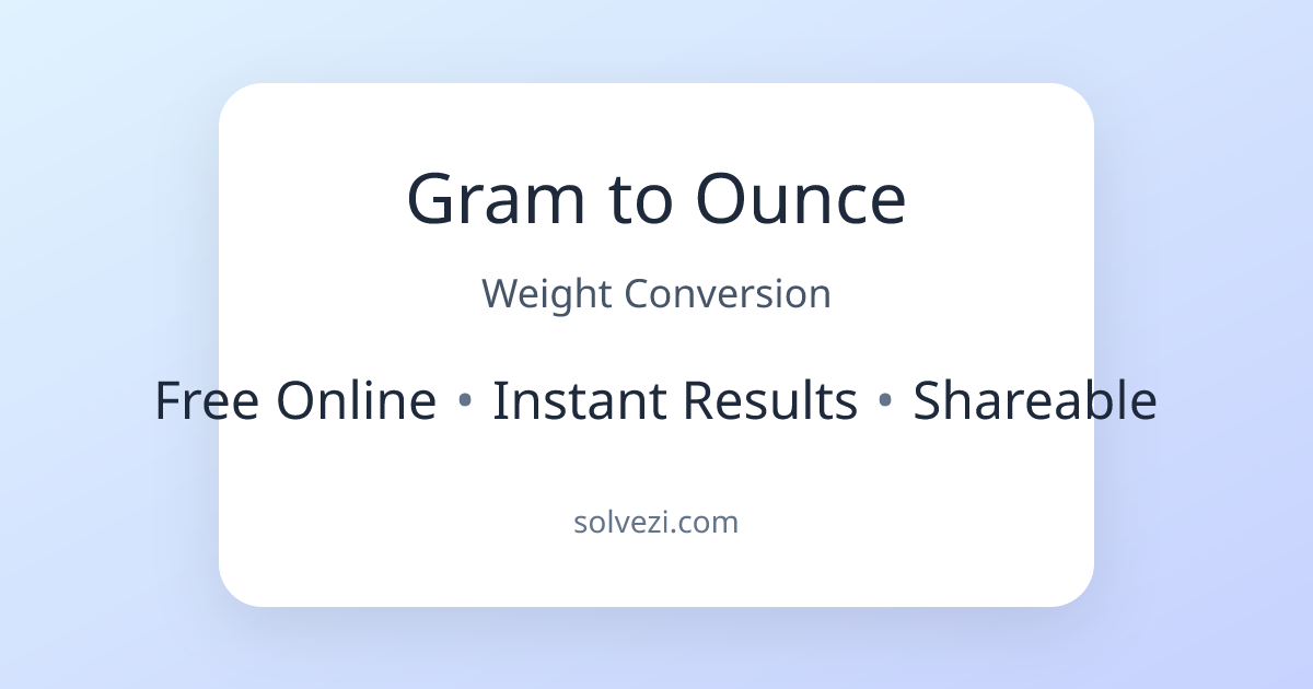 Gram to Ounce Converter - Free Online Unit Conversion | Solvezi