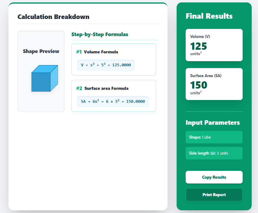 Geometry Calculator – Volume, Surface Area & 3D Shape Solver