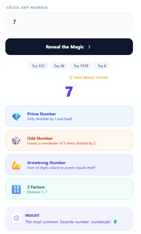 Magic Number Checker: Discover Hidden Properties of Any Number